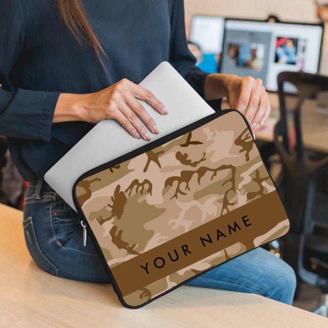 Desert Camouflage Pattern, Your name, Personalise Laptop Sleeve (Creator Uploaded)