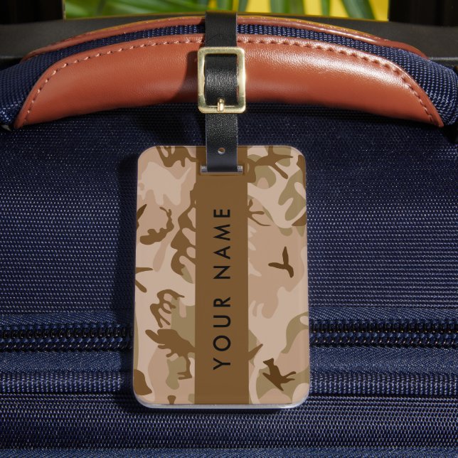 Desert Camouflage Pattern, Your name, Personalise Luggage Tag (Front Insitu 2)
