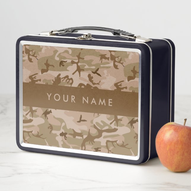 Desert Camouflage Pattern, Your name, Personalise Metal Lunch Box (In Situ)