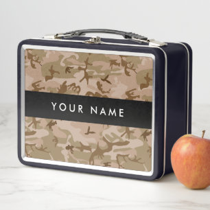 Desert Camouflage Pattern, Your name, Personalise Metal Lunch Box