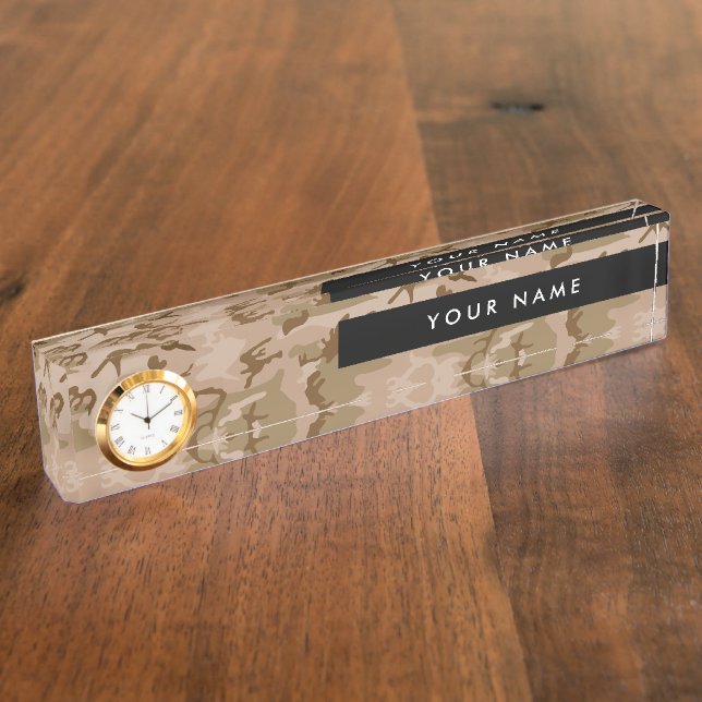 Desert Camouflage Pattern, Your name, Personalise Nameplate (Side)