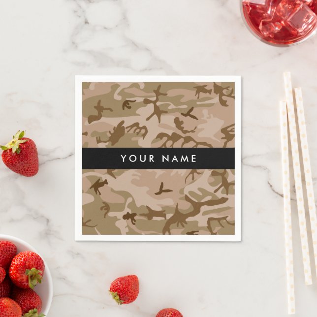 Desert Camouflage Pattern, Your name, Personalise Napkin (Insitu)