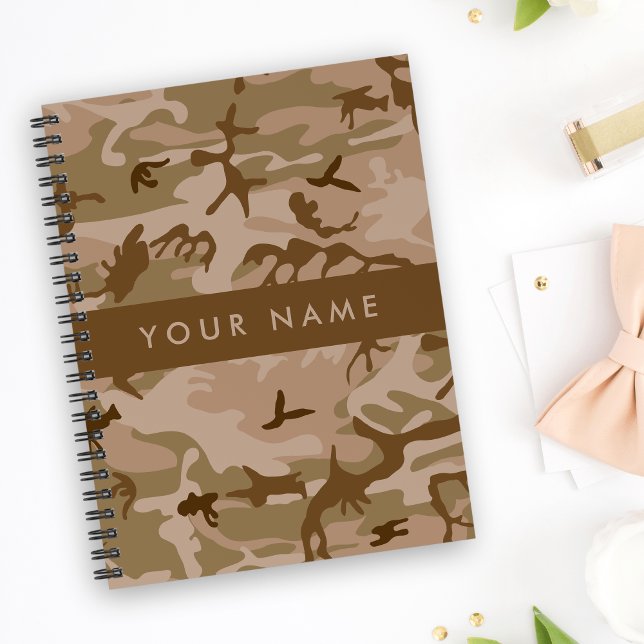 Desert Camouflage Pattern, Your name, Personalise Notebook (Creator Uploaded)