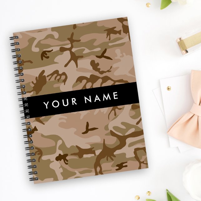 Desert Camouflage Pattern, Your name, Personalise Notebook (Creator Uploaded)