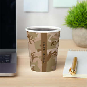 Desert Camouflage Pattern, Your name, Personalise Paper Cups