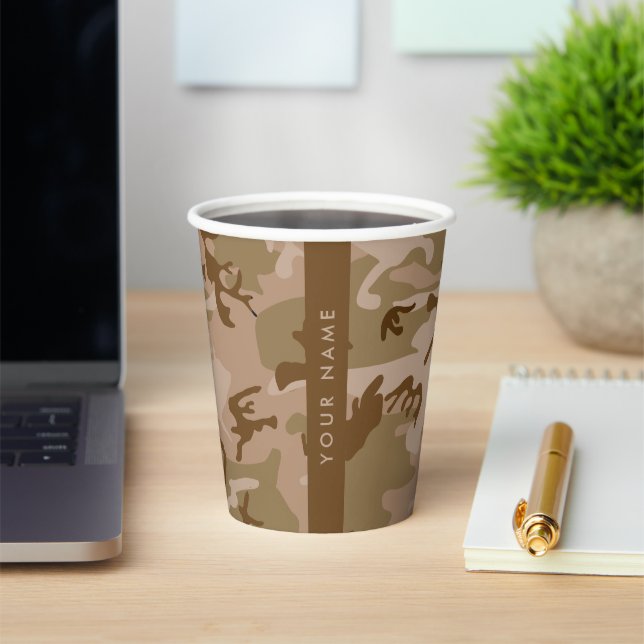 Desert Camouflage Pattern, Your name, Personalise Paper Cups (Insitu)