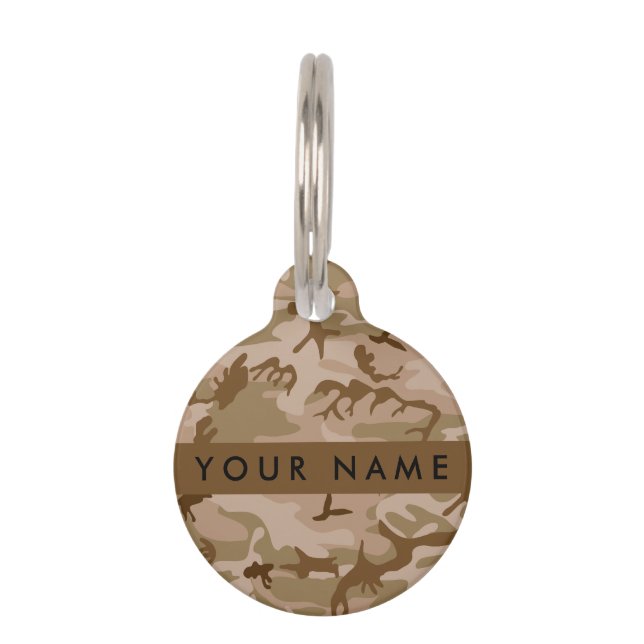 Desert Camouflage Pattern, Your name, Personalise Pet Tag (Front)