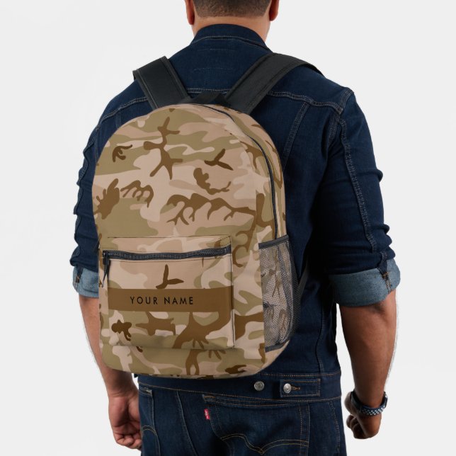Desert Camouflage Pattern, Your name, Personalise Printed Backpack (Insitu (Model))