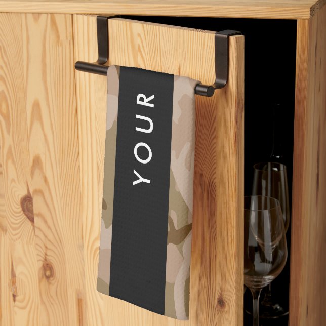 Desert Camouflage Pattern, Your name, Personalise Tea Towel (Thirds Fold)