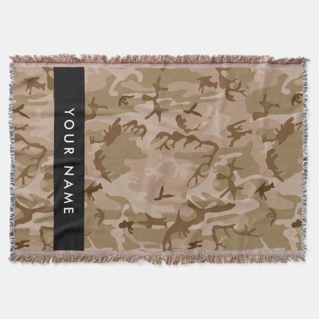 Desert Camouflage Pattern, Your name, Personalise Throw Blanket (Front)