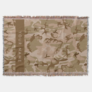 Desert Camouflage Pattern, Your name, Personalise Throw Blanket