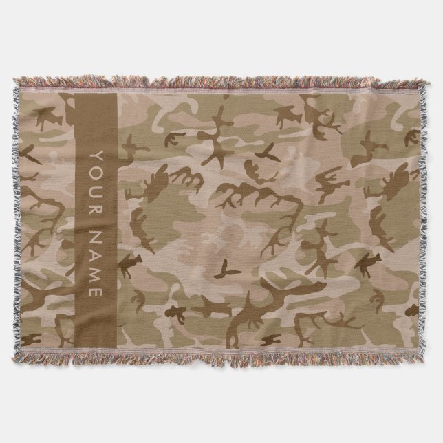 Desert Camouflage Pattern, Your name, Personalise Throw Blanket (Front)