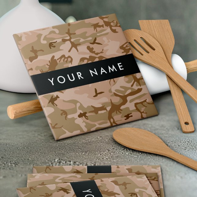 Desert Camouflage Pattern, Your name, Personalise Tile (Creator Uploaded)