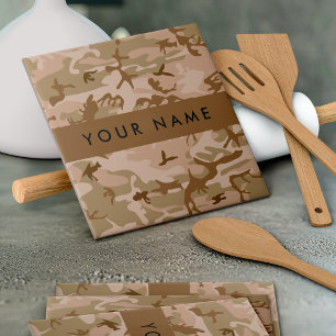 Desert Camouflage Pattern, Your name, Personalise Tile