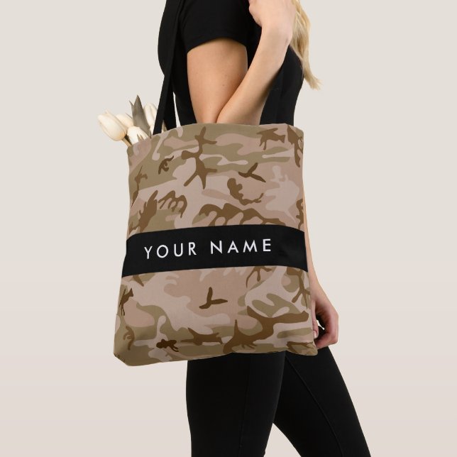 Desert Camouflage Pattern, Your name, Personalise Tote Bag (Close Up)