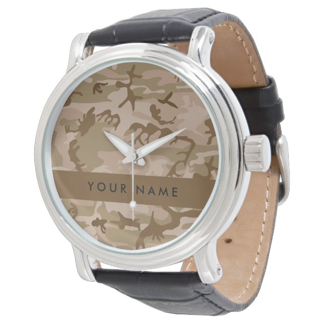 Desert Camouflage Pattern, Your name, Personalise Watch (Angled)