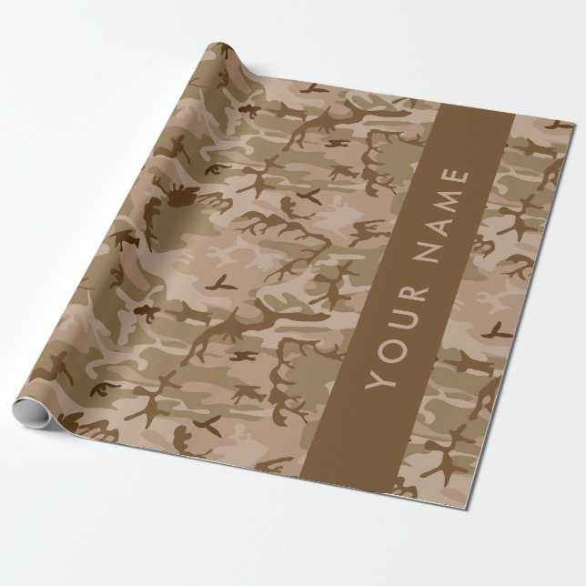 Desert Camouflage Pattern, Your name, Personalise Wrapping Paper (Unrolled)