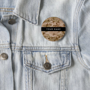 Desert Camouflage Pebbles, Your name, Personalise 6 Cm Round Badge