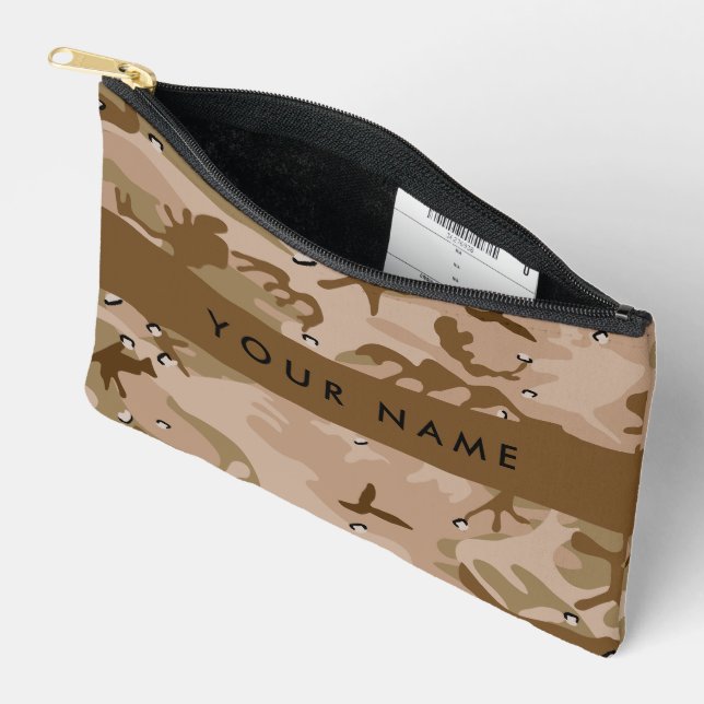 Desert Camouflage Pebbles, Your name, Personalise Accessory Pouch (Open)