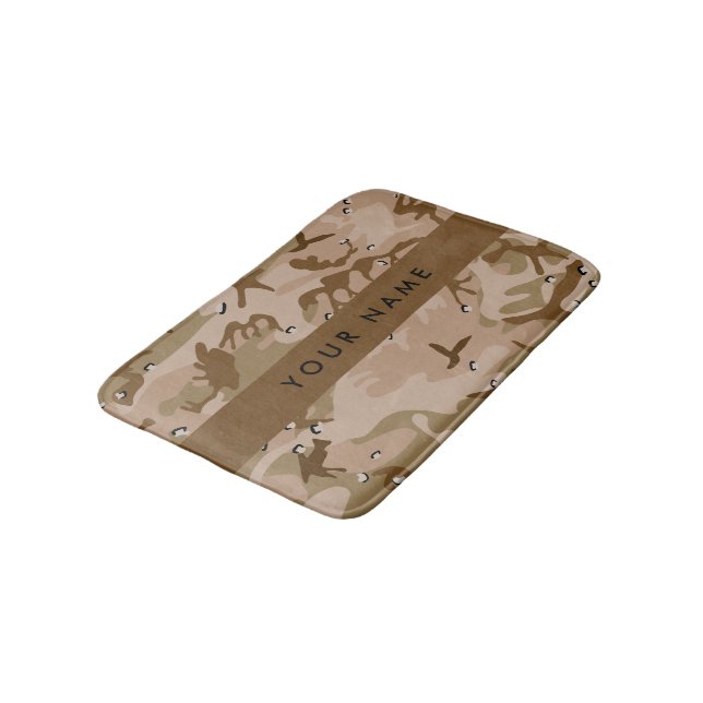 Desert Camouflage Pebbles, Your name, Personalise Bath Mat (Angled)
