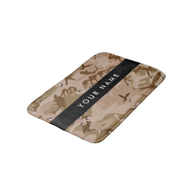 Desert Camouflage Pebbles, Your name, Personalise Bath Mat (Angled)