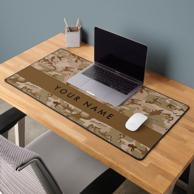 Desert Camouflage Pebbles, Your name, Personalise Desk Mat (Office 2)