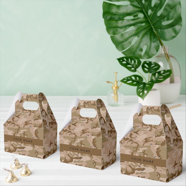 Desert Camouflage Pebbles, Your name, Personalise Favour Box (Multiple)