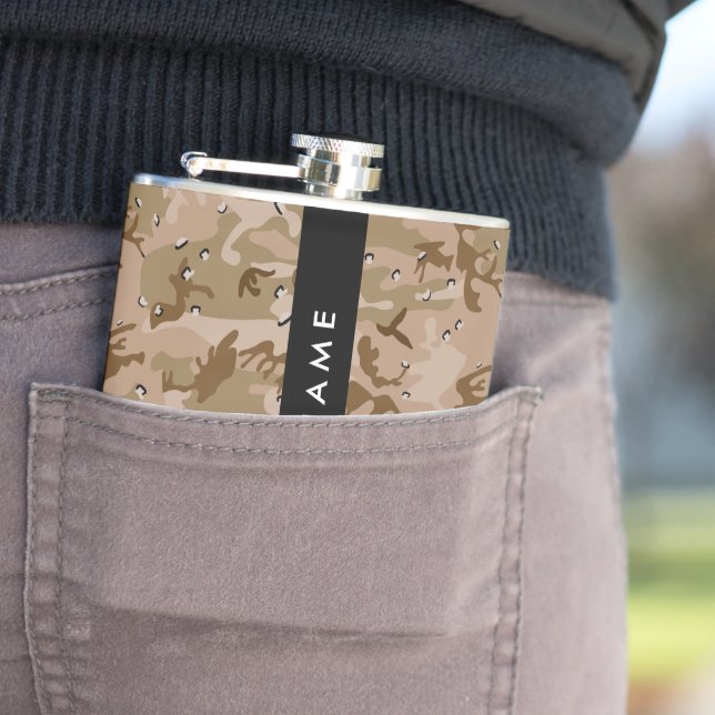 Desert Camouflage Pebbles, Your name, Personalise Hip Flask (In Situ)