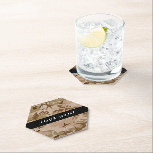Desert Camouflage Pebbles, Your name, Personalise Paper Coaster