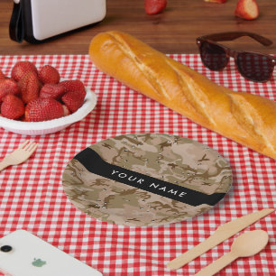 Desert Camouflage Pebbles, Your name, Personalise Paper Plate