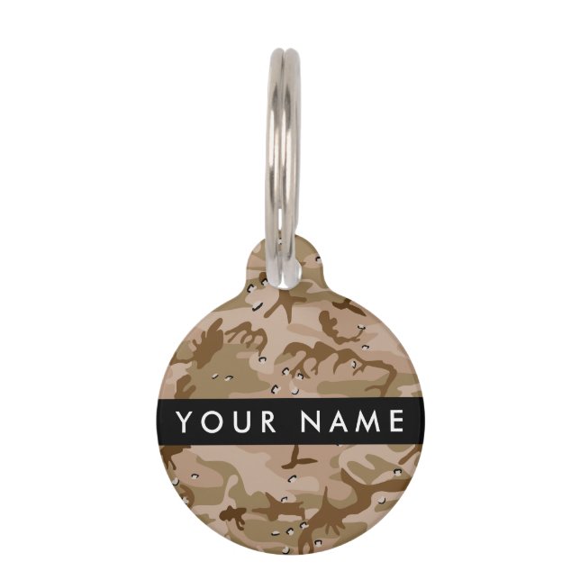 Desert Camouflage Pebbles, Your name, Personalise Pet Tag (Front)