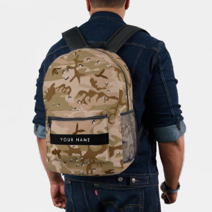 Desert Camouflage Pebbles, Your name, Personalise Printed Backpack