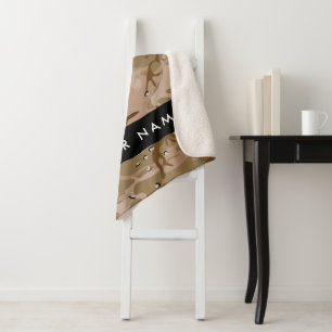 Desert Camouflage Pebbles, Your name, Personalise Sherpa Blanket