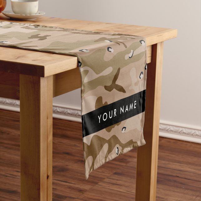 Desert Camouflage Pebbles, Your name, Personalise Short Table Runner (In Situ)