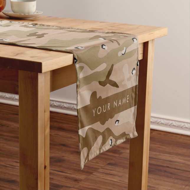 Desert Camouflage Pebbles, Your name, Personalise Short Table Runner (In Situ)