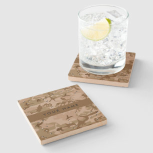 Desert Camouflage Pebbles, Your name, Personalise Stone Coaster