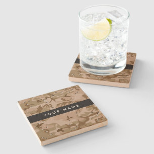 Desert Camouflage Pebbles, Your name, Personalise Stone Coaster