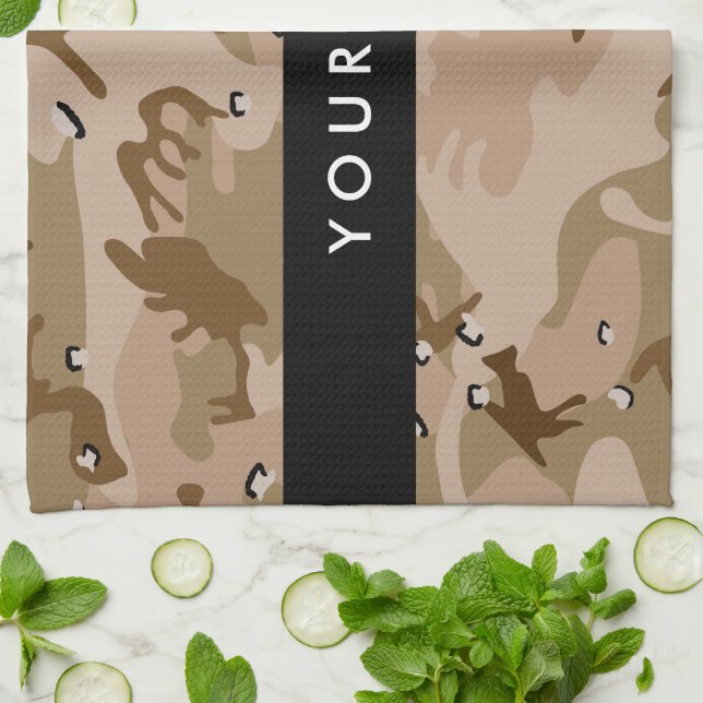 Desert Camouflage Pebbles, Your name, Personalise Tea Towel (Folded)