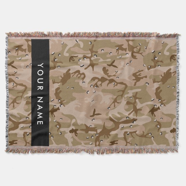 Desert Camouflage Pebbles, Your name, Personalise Throw Blanket (Front)