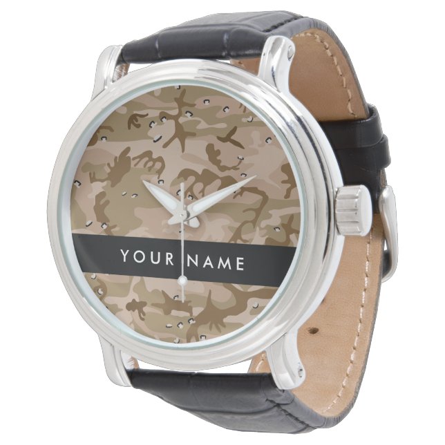 Desert Camouflage Pebbles, Your name, Personalise Watch (Angled)