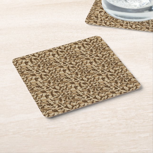 Desert Camouflage  Square Paper Coaster (Angled)