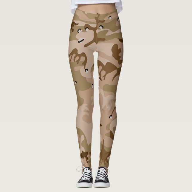 Desert Camouflage With Pebbles, Military, Army Leggings (Front)