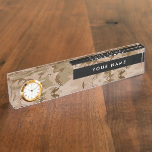 Desert Camouflage With Pebbles, Military, Army Nameplate
