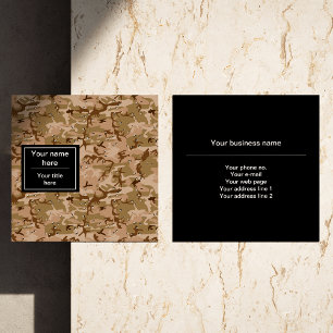Desert Camouflage With Pebbles, Military, Army Square Business Card