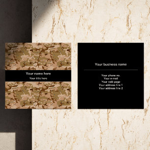 Desert Camouflage With Pebbles, Military, Army Square Business Card