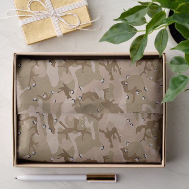 Desert Camouflage With Pebbles, Military, Army Tissue Paper (Gift)