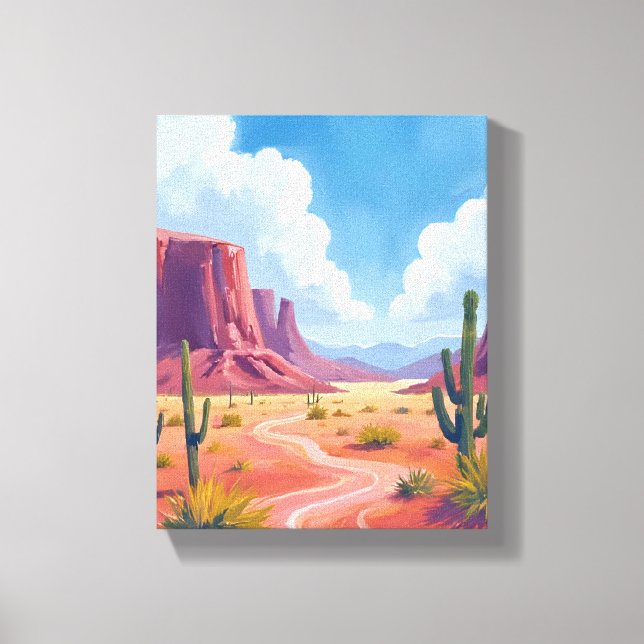 Desert Canyon | Cactus Nature Landscape Canvas Print (Front)