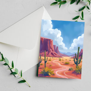 Desert Canyon Cactus Nature Landscape Card