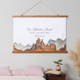 Desert Canyon Unique Watercolor Wedding Guest Book Hanging Tapestry