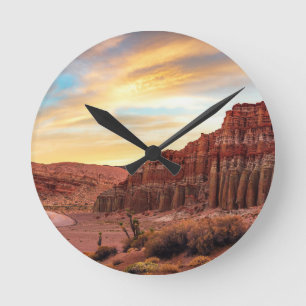 Desert Canyon Wall Clock Southwest Sunset Art